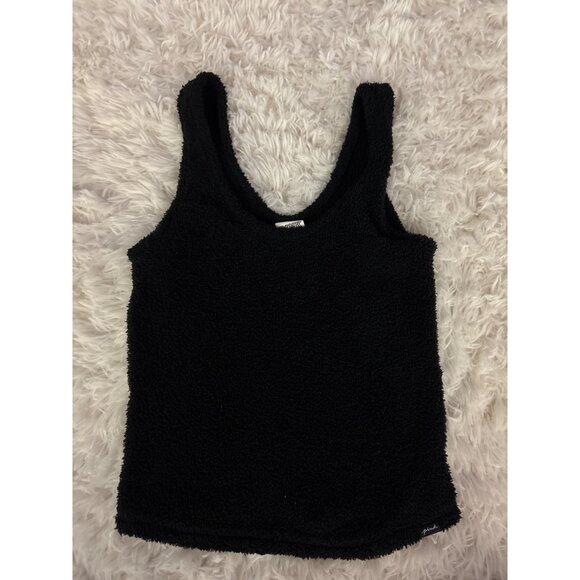 Victorias Secret Pink Fuzzy Black Sleepwear Tank Top  Soft Terry Feel XS - Picture 5 of 15